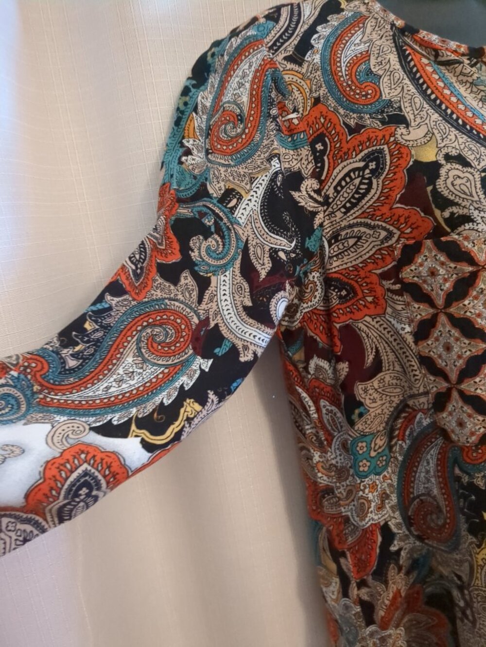 S Boho Fig & Flower 3/4 Sleeve Mini Dress Tunic Top - Picture 11 of 16
